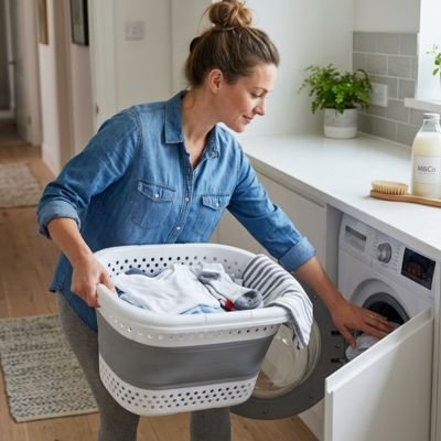 panier à linge plastique robuste et pratique buanderie MinimalisteLab
