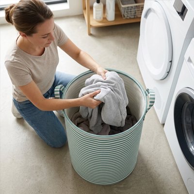 panier à linge pliable optimisé buanderie MinimalisteLab