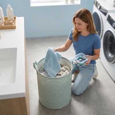 panier à linge pliable optimisé buanderie MinimalisteLab