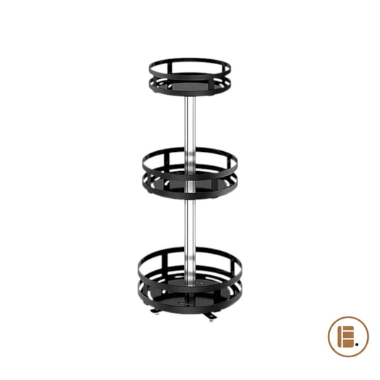 plateau tournant rotatif multi-niveaux 3 plateaux noir cuisine principal MinimalisteLab