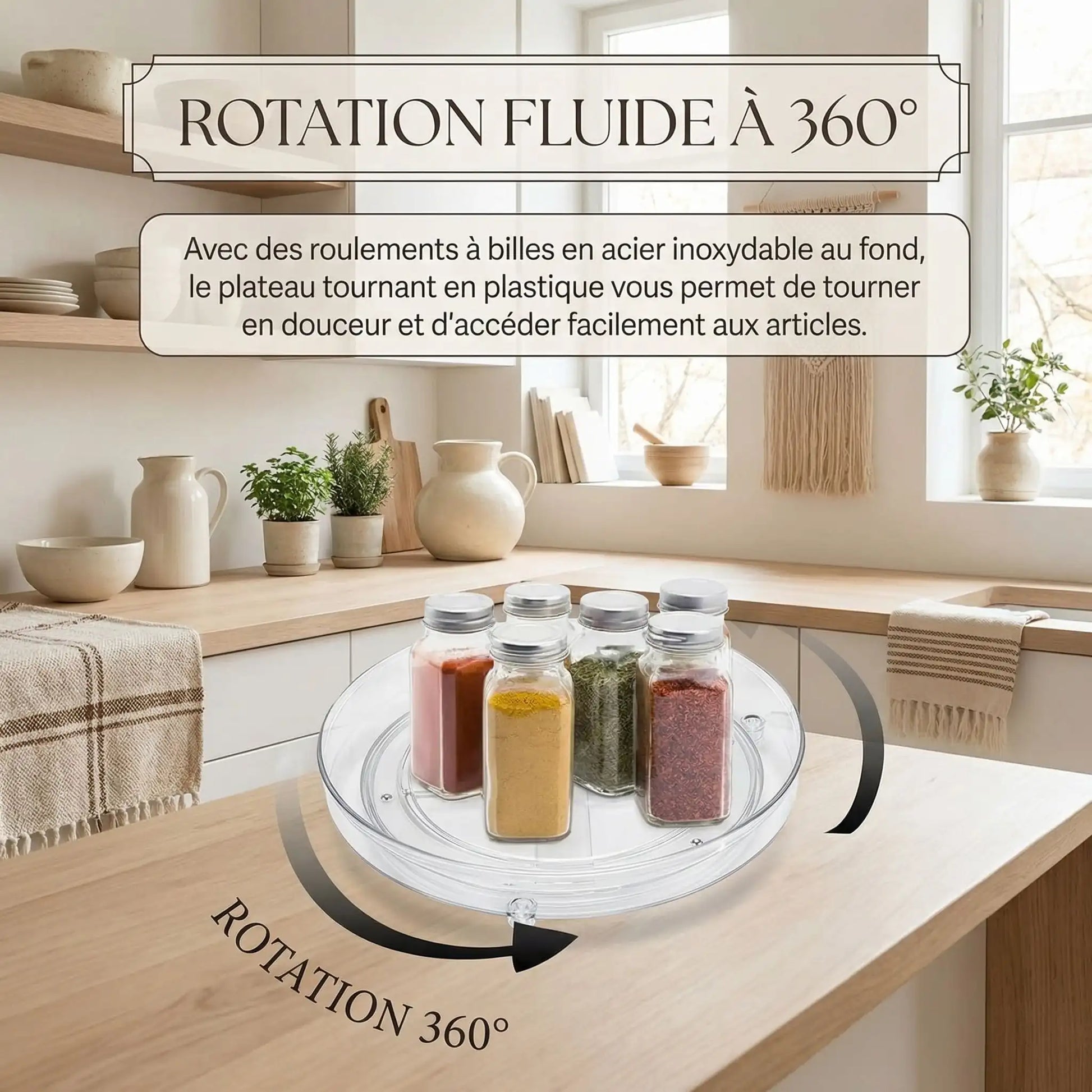 plateau tournant rotation fluide roulement inox MinimalisteLab