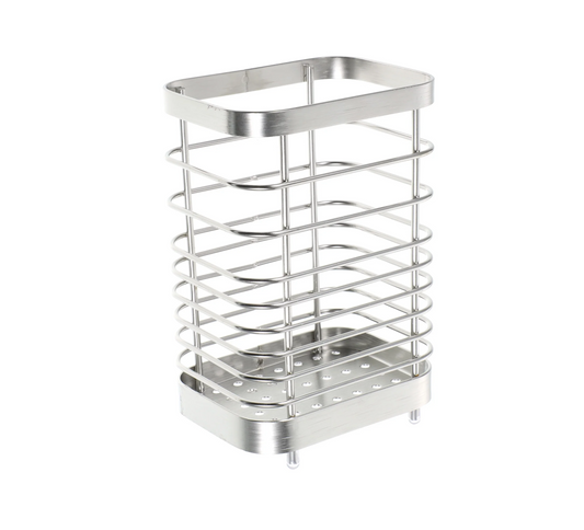 Porte couvert inox deux compartiments sur plan de travail cuisine main sortant cuillere bois