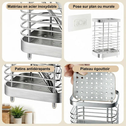 Porte couvert inox lifestyle ambiance chaleureuse bois et plantes