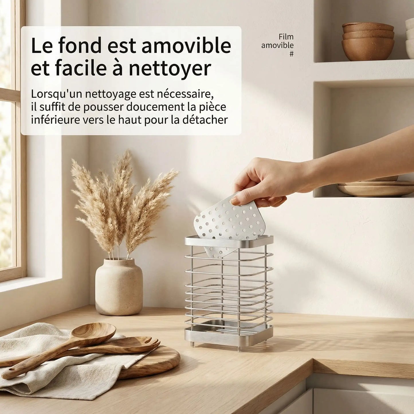 Porte couvert inox produit seul fond blanc vue cote