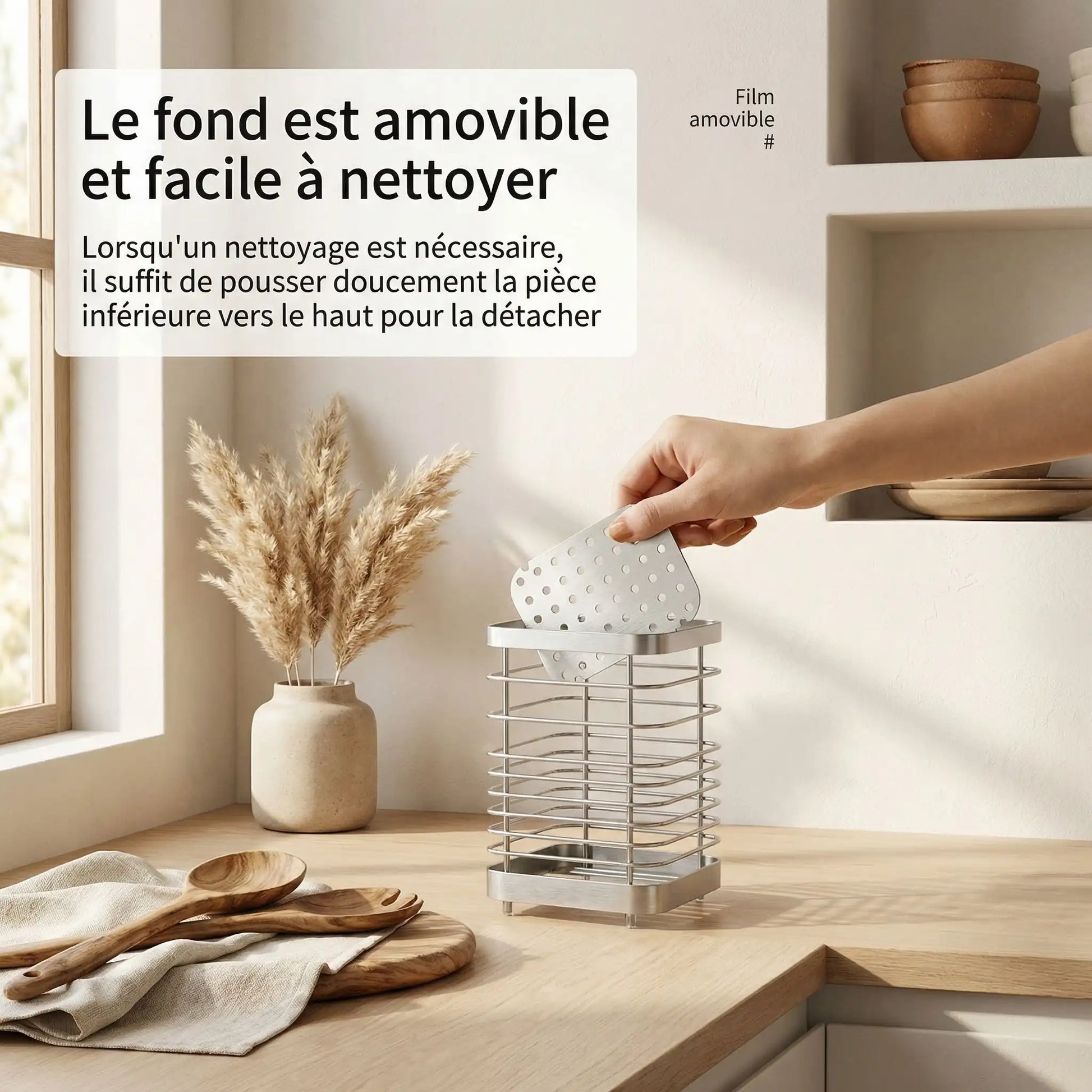 Porte couvert inox produit seul fond blanc vue cote