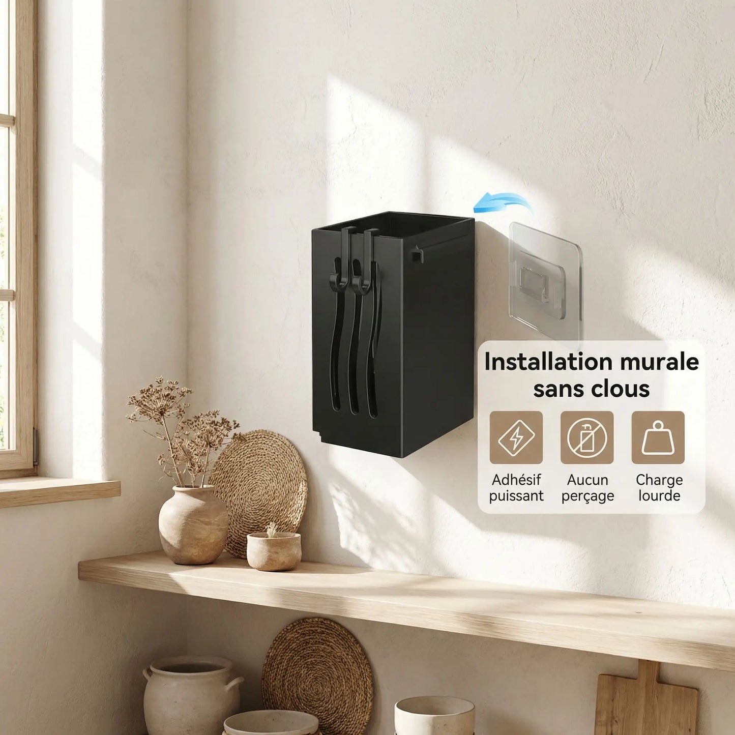 Plateau amovible porte-couverts mural – nettoyage facile sous l'eau – cuisine