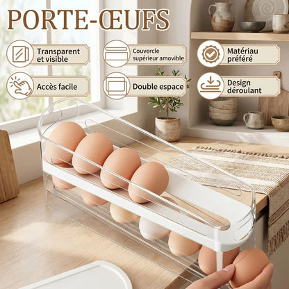 Porte œufs transparent avec accès rapide