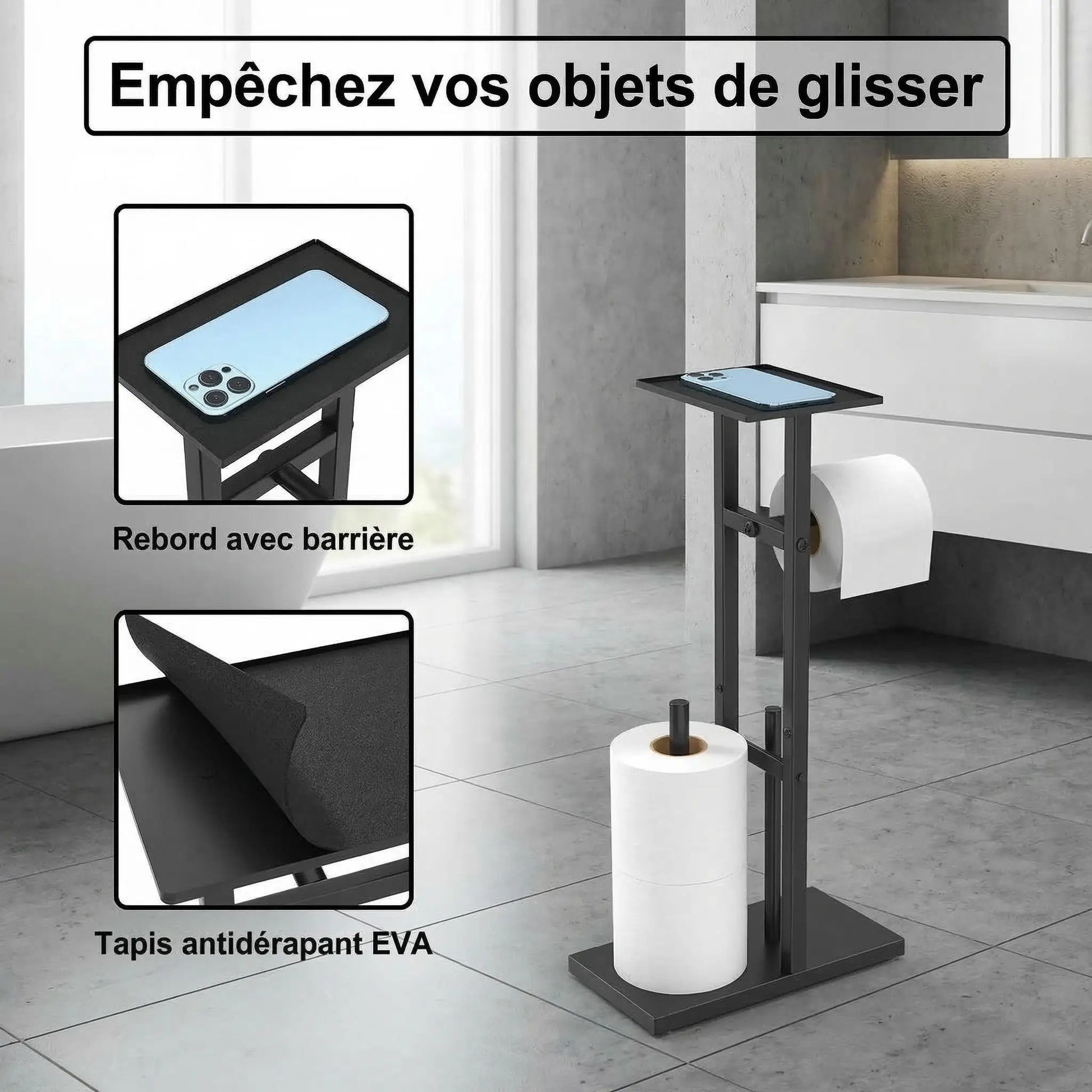 porte rouleau papier toilette base stable antiderapante salle de bain