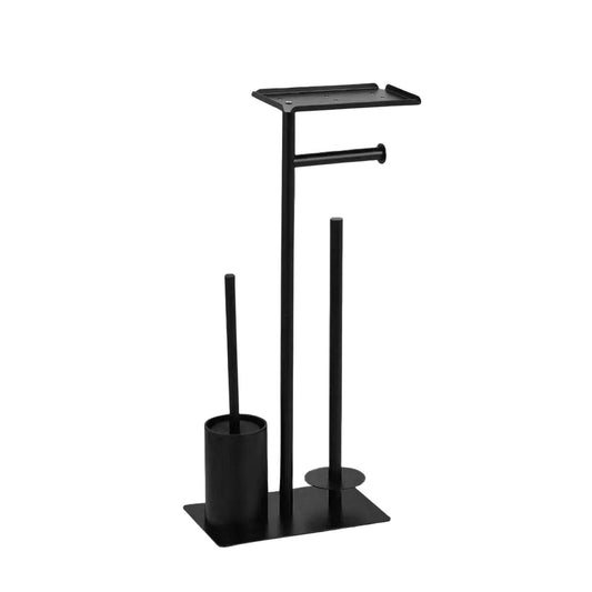 porte rouleau papier toilette noir autoportant avec brosse wc et support reserve