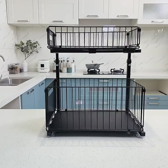 demonstration organisateur placard cuisine coulissant acces facile et rangement optimise