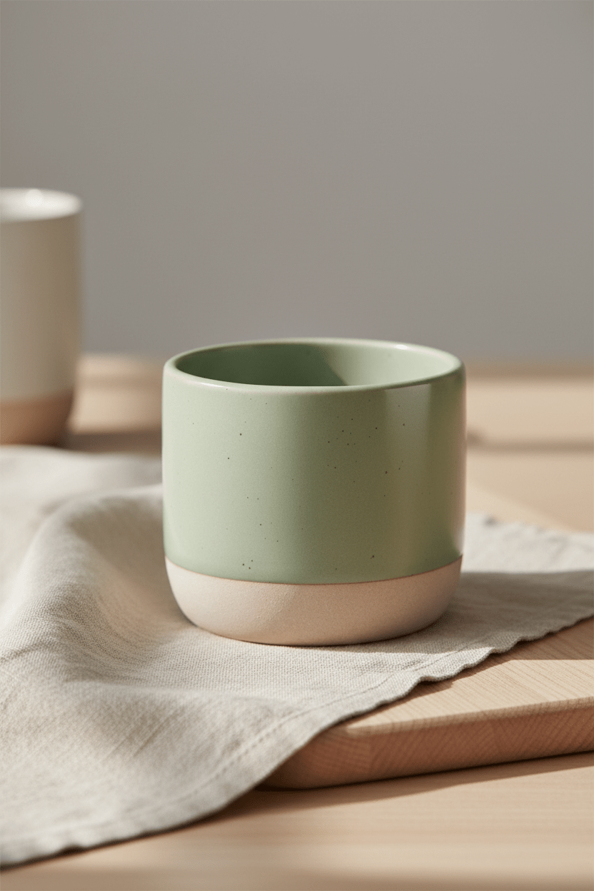 Tasse à café | Céramique Japonaise | Verte Sauge & Beige - Minimaliste Lab