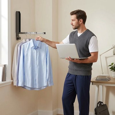 étendoir à linge mural rétractable suspendu MinimalisteLab