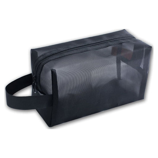 trousse de maquillage noire transparente pratique avec fermeture eclair