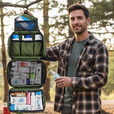 trousse de toilette homme compact travel contexte voyage MinimalisteLab