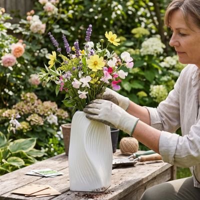 vase géométrique nervuré vue ensemble salon MinimalisteLab